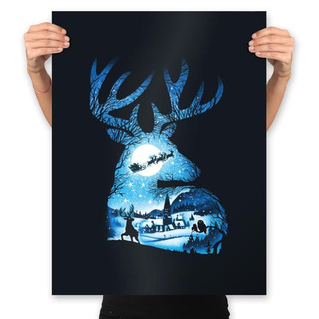 Christmas Reindeer - Prints Posters RIPT Apparel 18x24 / Black
