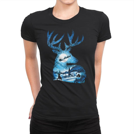 Christmas Reindeer - Womens Premium T-Shirts RIPT Apparel Small / Black