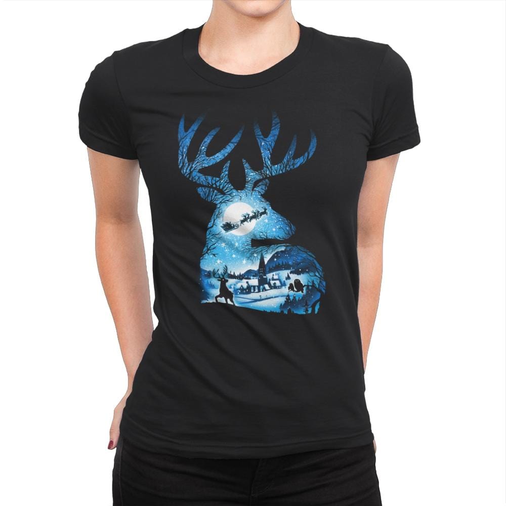 Christmas Reindeer - Womens Premium T-Shirts RIPT Apparel Small / Black