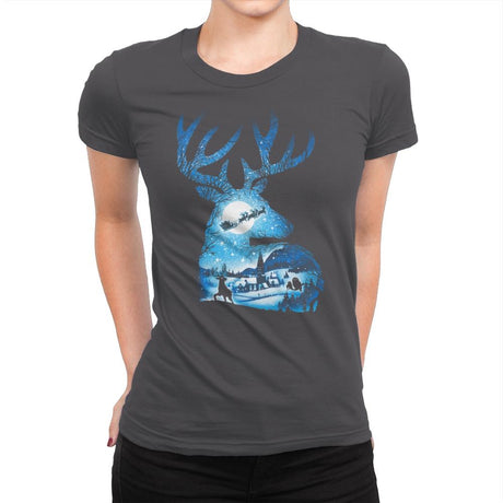 Christmas Reindeer - Womens Premium T-Shirts RIPT Apparel Small / Heavy Metal