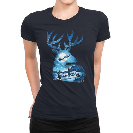 Christmas Reindeer - Womens Premium T-Shirts RIPT Apparel Small / Midnight Navy