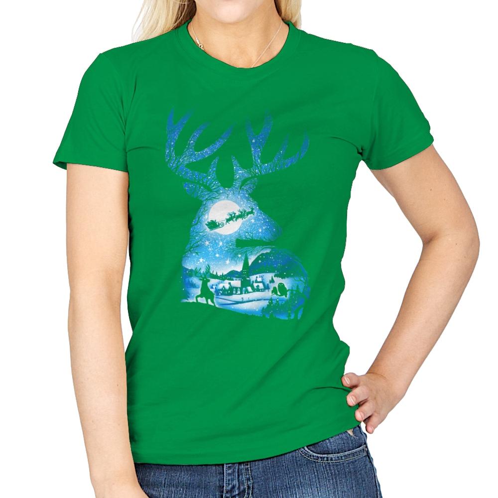 Christmas Reindeer - Womens T-Shirts RIPT Apparel Small / Irish Green