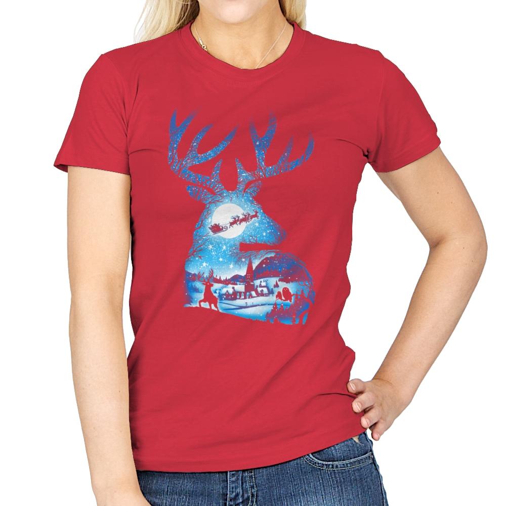 Christmas Reindeer - Womens T-Shirts RIPT Apparel Small / Red