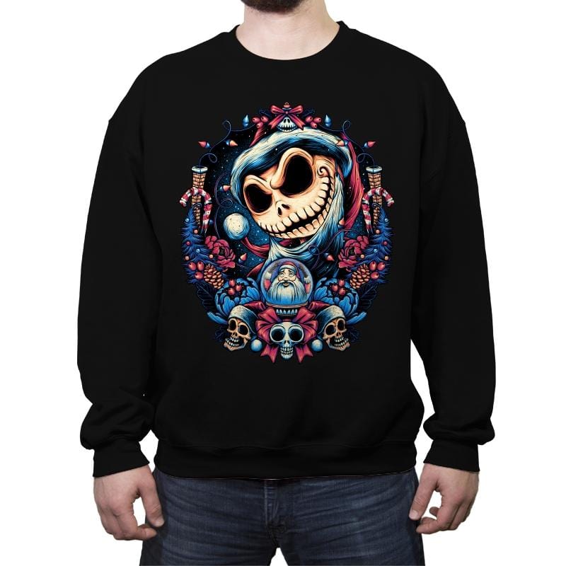 Christmas Skeleton King - Crew Neck Sweatshirt Crew Neck Sweatshirt RIPT Apparel Small / Black