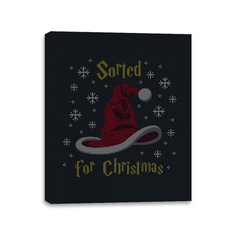 Christmas Sorting Hat - Ugly Holiday - Canvas Wraps Canvas Wraps RIPT Apparel 11x14 / Black