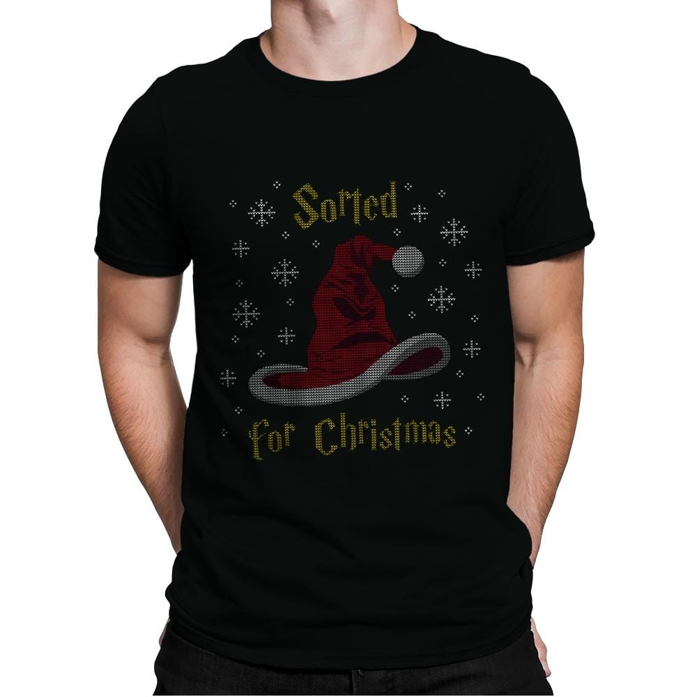 Christmas Sorting Hat - Ugly Holiday - Mens Premium T-Shirts RIPT Apparel Small / Black