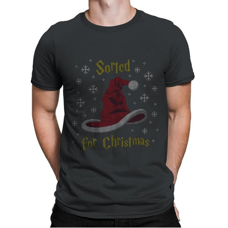 Christmas Sorting Hat - Ugly Holiday - Mens Premium T-Shirts RIPT Apparel Small / Heavy Metal