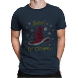 Christmas Sorting Hat - Ugly Holiday - Mens Premium T-Shirts RIPT Apparel Small / Indigo