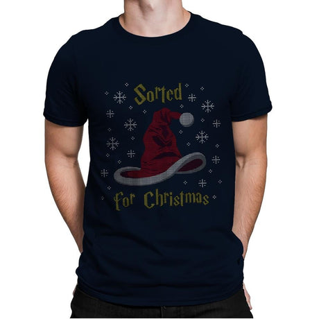 Christmas Sorting Hat - Ugly Holiday - Mens Premium T-Shirts RIPT Apparel Small / Midnight Navy