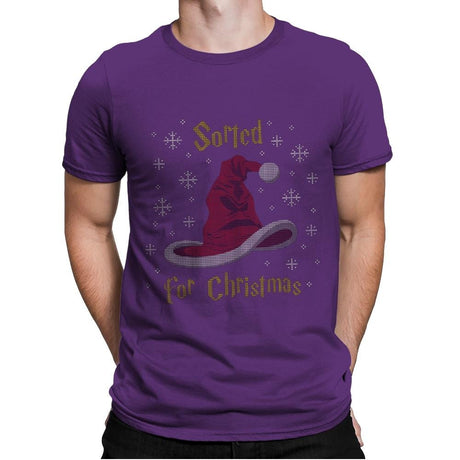 Christmas Sorting Hat - Ugly Holiday - Mens Premium T-Shirts RIPT Apparel Small / Purple Rush