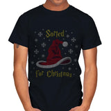 Christmas Sorting Hat - Ugly Holiday - Mens T-Shirts RIPT Apparel Small / Black