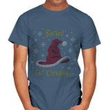 Christmas Sorting Hat - Ugly Holiday - Mens T-Shirts RIPT Apparel Small / Indigo Blue