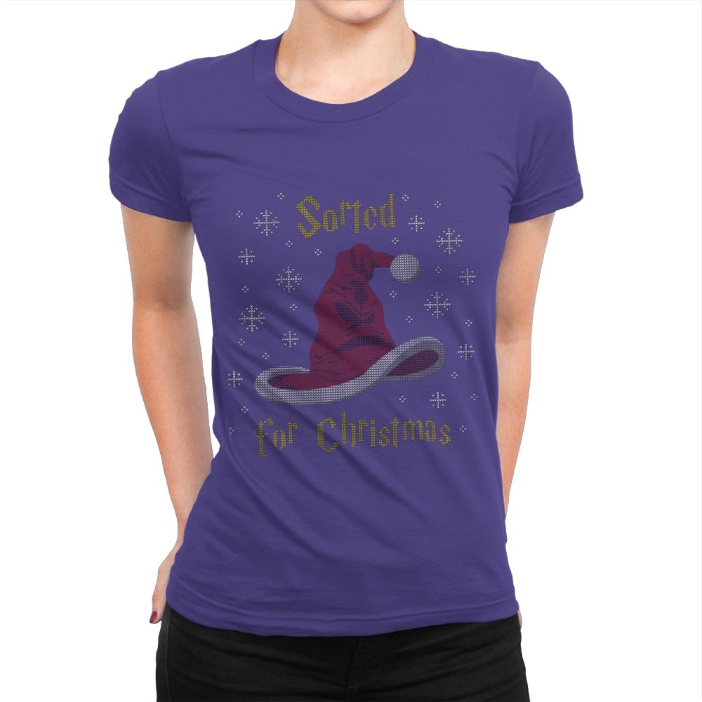 Christmas Sorting Hat - Ugly Holiday - Womens Premium T-Shirts RIPT Apparel Small / Purple Rush