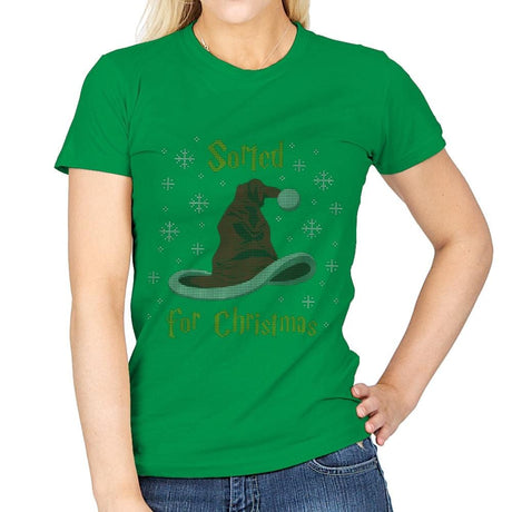 Christmas Sorting Hat - Ugly Holiday - Womens T-Shirts RIPT Apparel Small / Irish Green