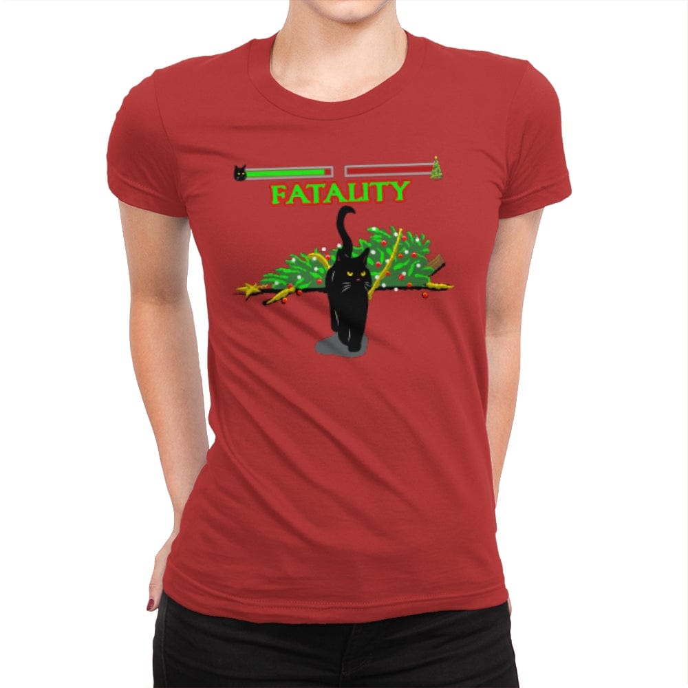 Christmas Tree Kombat - Womens Premium T-Shirts RIPT Apparel Small / Red