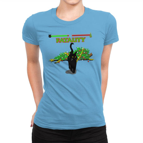 Christmas Tree Kombat - Womens Premium T-Shirts RIPT Apparel Small / Turquoise
