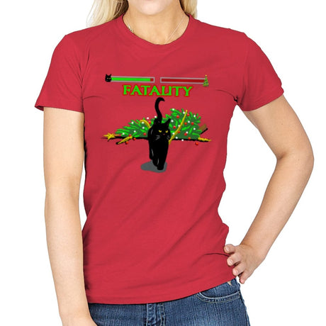 Christmas Tree Kombat - Womens T-Shirts RIPT Apparel Small / Red