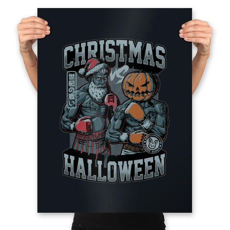 Christmas vs. Halloween - Prints Posters RIPT Apparel 18x24 / Black