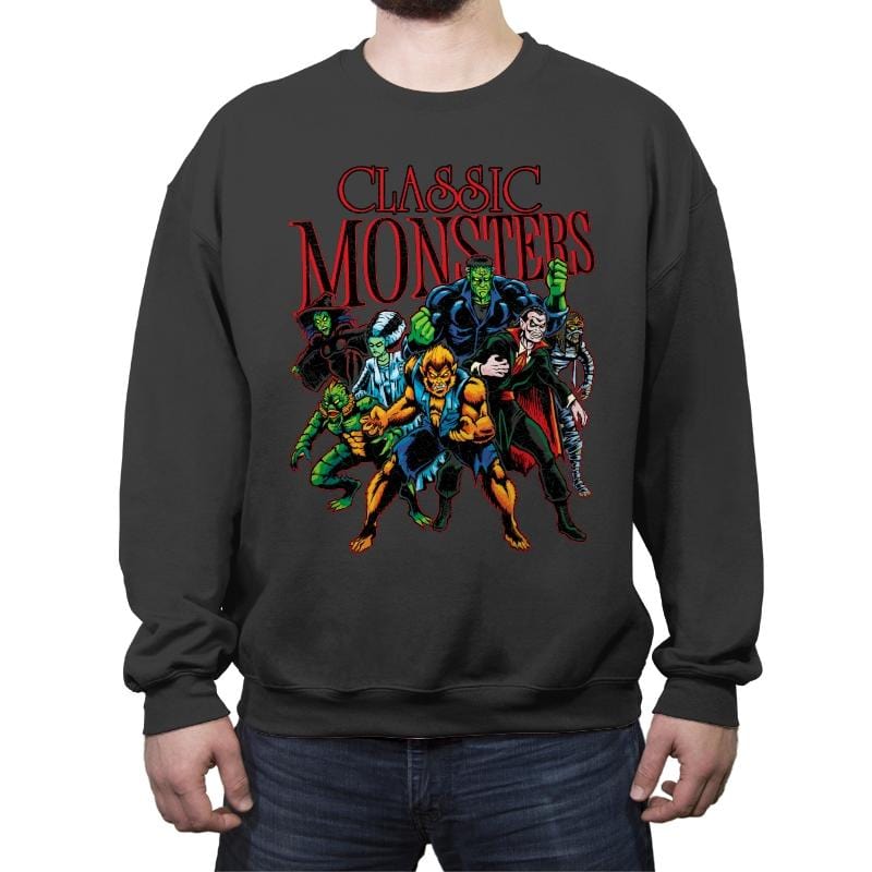Classic Monsters - Crew Neck Sweatshirt Crew Neck Sweatshirt RIPT Apparel Small / Charcoal