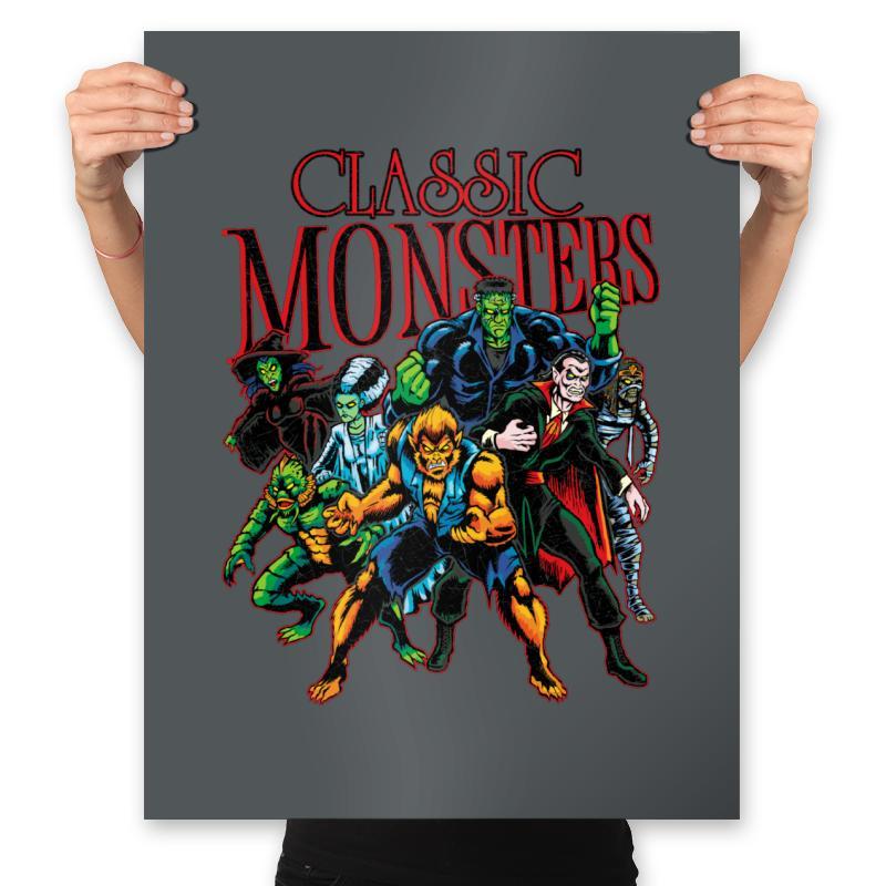 Classic Monsters - Prints Posters RIPT Apparel 18x24 / Charcoal