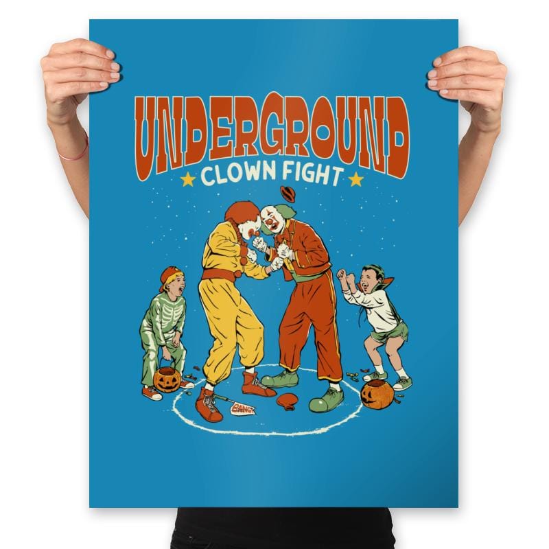 Clown Fight - Prints Posters RIPT Apparel 18x24 / Sapphire