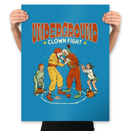 Clown Fight - Prints Posters RIPT Apparel 18x24 / Sapphire