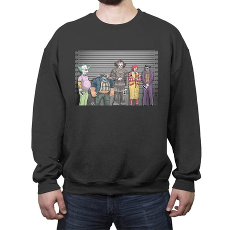 Clown Line Up - Crew Neck Sweatshirt Crew Neck Sweatshirt RIPT Apparel Small / Charcoal