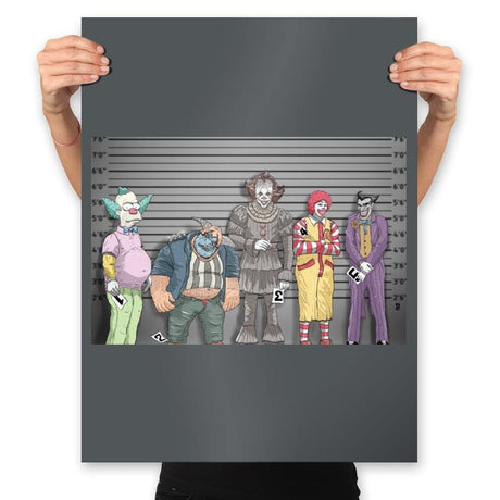 Clown Line Up - Prints Posters RIPT Apparel 18x24 / Charcoal