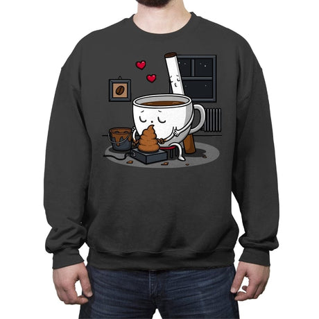 Coffee and Cigarette! - Crew Neck Sweatshirt Crew Neck Sweatshirt RIPT Apparel Small / Charcoal