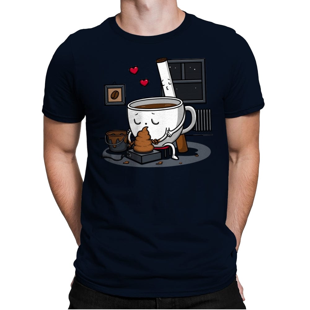 Coffee and Cigarette! - Mens Premium T-Shirts RIPT Apparel Small / Midnight Navy