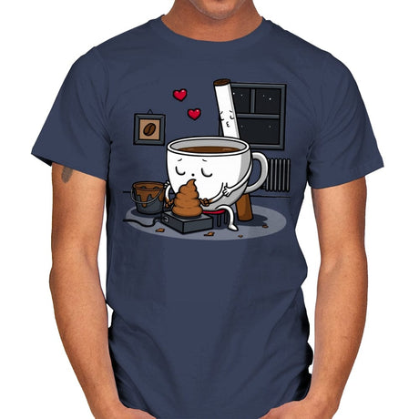 Coffee and Cigarette! - Mens T-Shirts RIPT Apparel Small / Navy