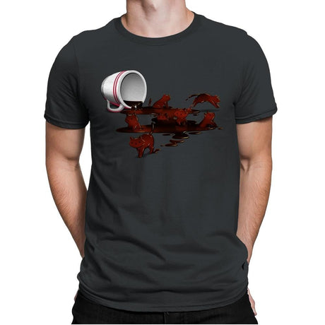 Coffee Cat - Mens Premium T-Shirts RIPT Apparel Small / Heavy Metal