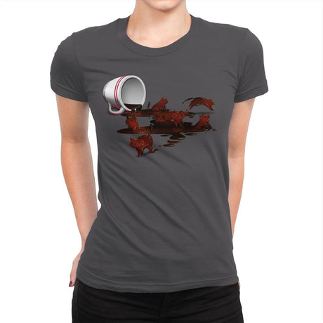 Coffee Cat - Womens Premium T-Shirts RIPT Apparel Small / Heavy Metal