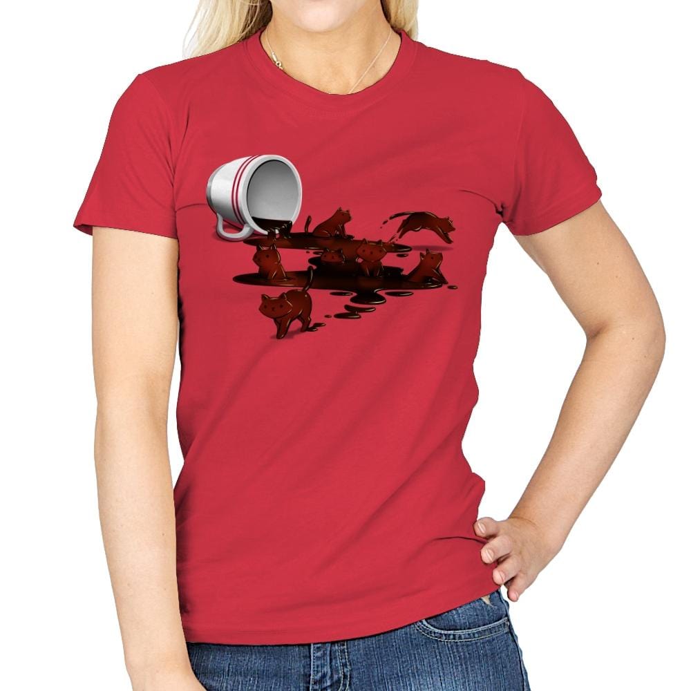 Coffee Cat - Womens T-Shirts RIPT Apparel Small / Red