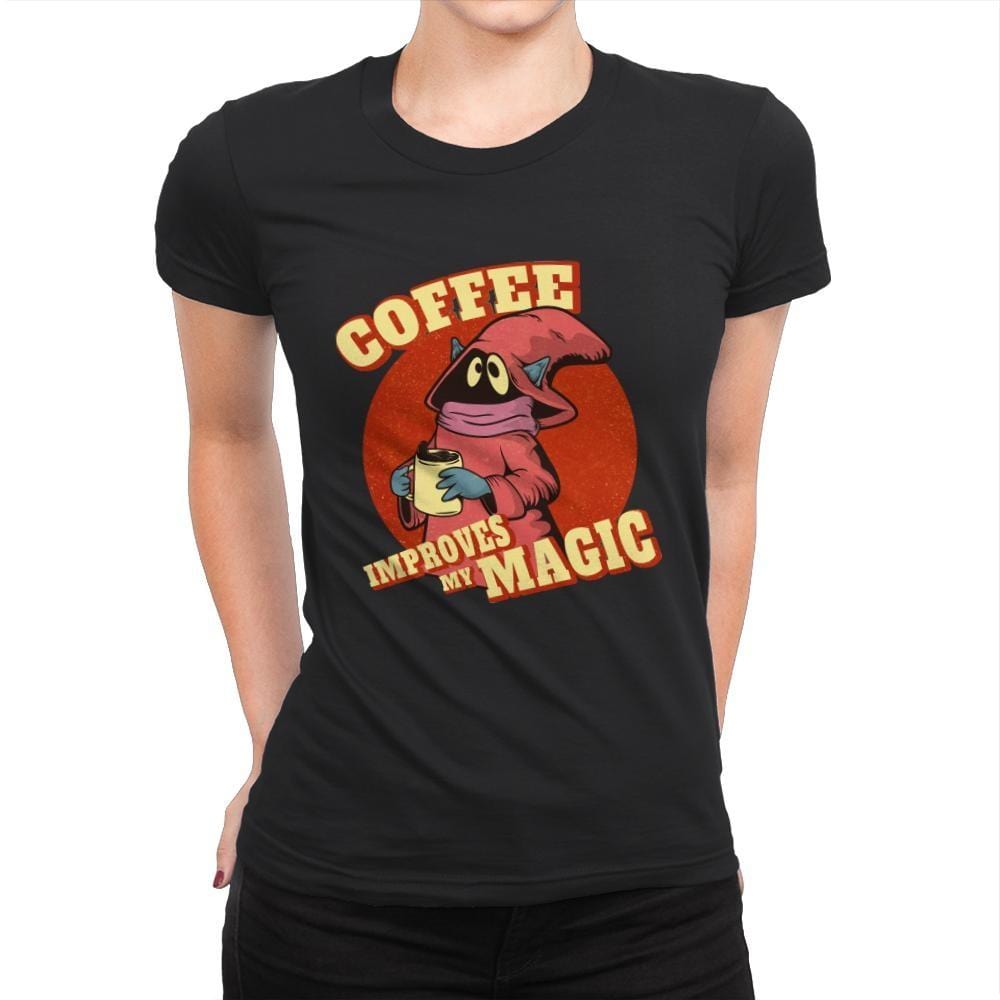 Coffee Improves My Magic - Womens Premium T-Shirts RIPT Apparel Small / Black