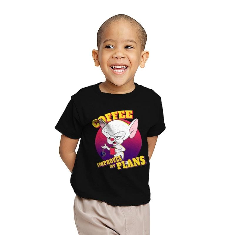 Coffee Improves My Plans - Youth T-Shirts RIPT Apparel X-small / Black