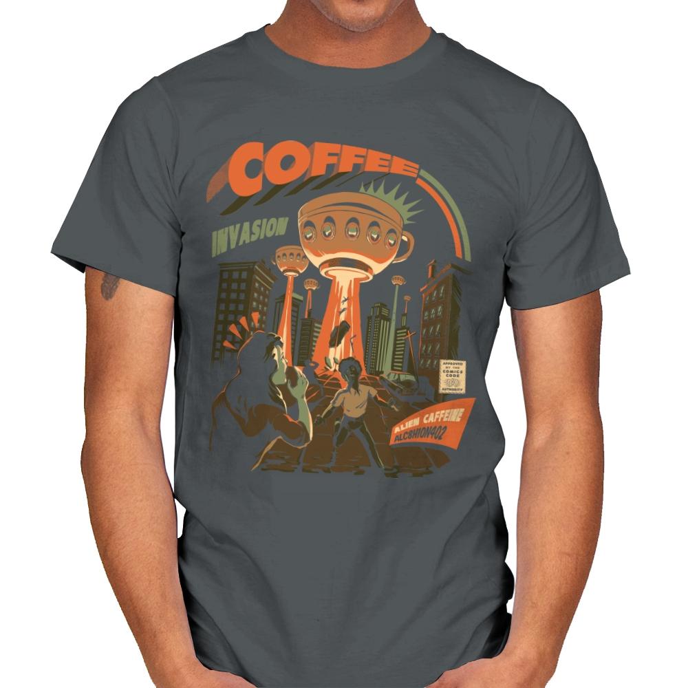 Coffee Invasion - Mens T-Shirts RIPT Apparel Small / Charcoal
