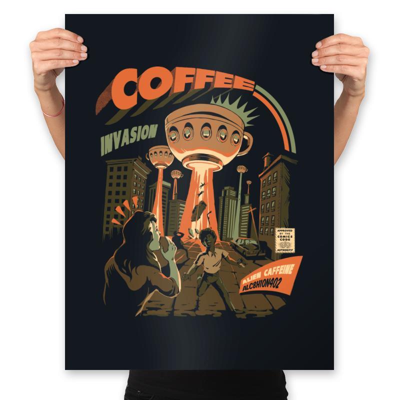 Coffee Invasion - Prints Posters RIPT Apparel 18x24 / Black