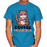 Coffee To Survive Nine Lives - Mens T-Shirts RIPT Apparel Small / Sapphire