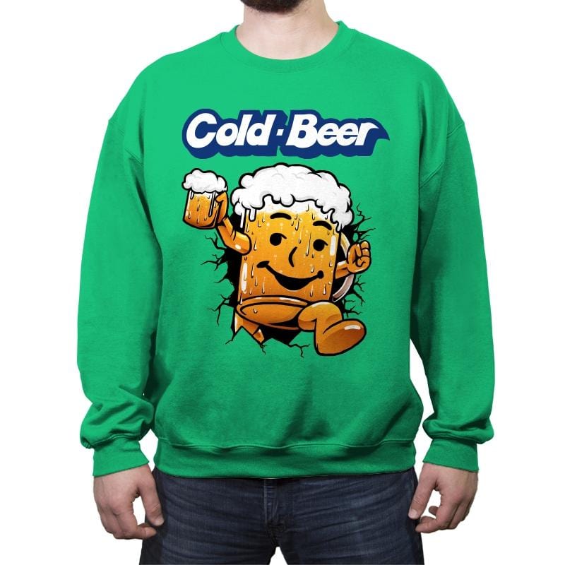 Cold Beer - Crew Neck Sweatshirt Crew Neck Sweatshirt RIPT Apparel Small / Irish Green