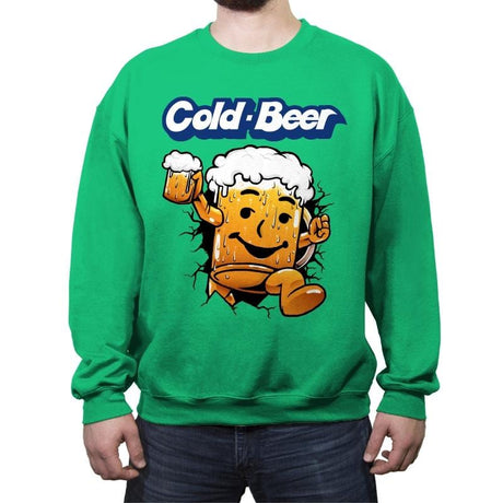 Cold Beer - Crew Neck Sweatshirt Crew Neck Sweatshirt RIPT Apparel Small / Irish Green