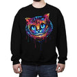 Colorful Cat - Crew Neck Sweatshirt Crew Neck Sweatshirt RIPT Apparel Small / Black