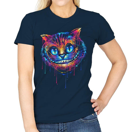 Colorful Cat - Womens T-Shirts RIPT Apparel Small / Navy