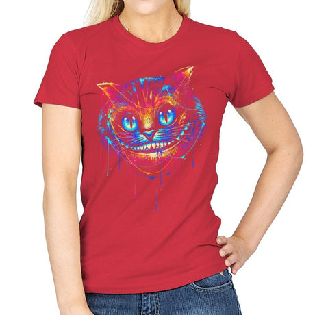 Colorful Cat - Womens T-Shirts RIPT Apparel Small / Red