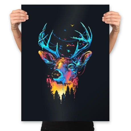 Colorful Deer - Prints Posters RIPT Apparel 18x24 / Black