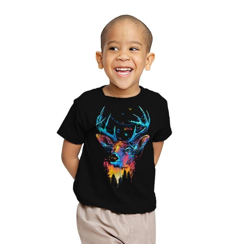 Colorful Deer - Youth T-Shirts RIPT Apparel X-small / Black