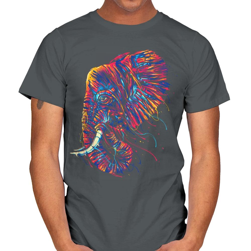 Colorful Elephant - Mens T-Shirts RIPT Apparel Small / Charcoal