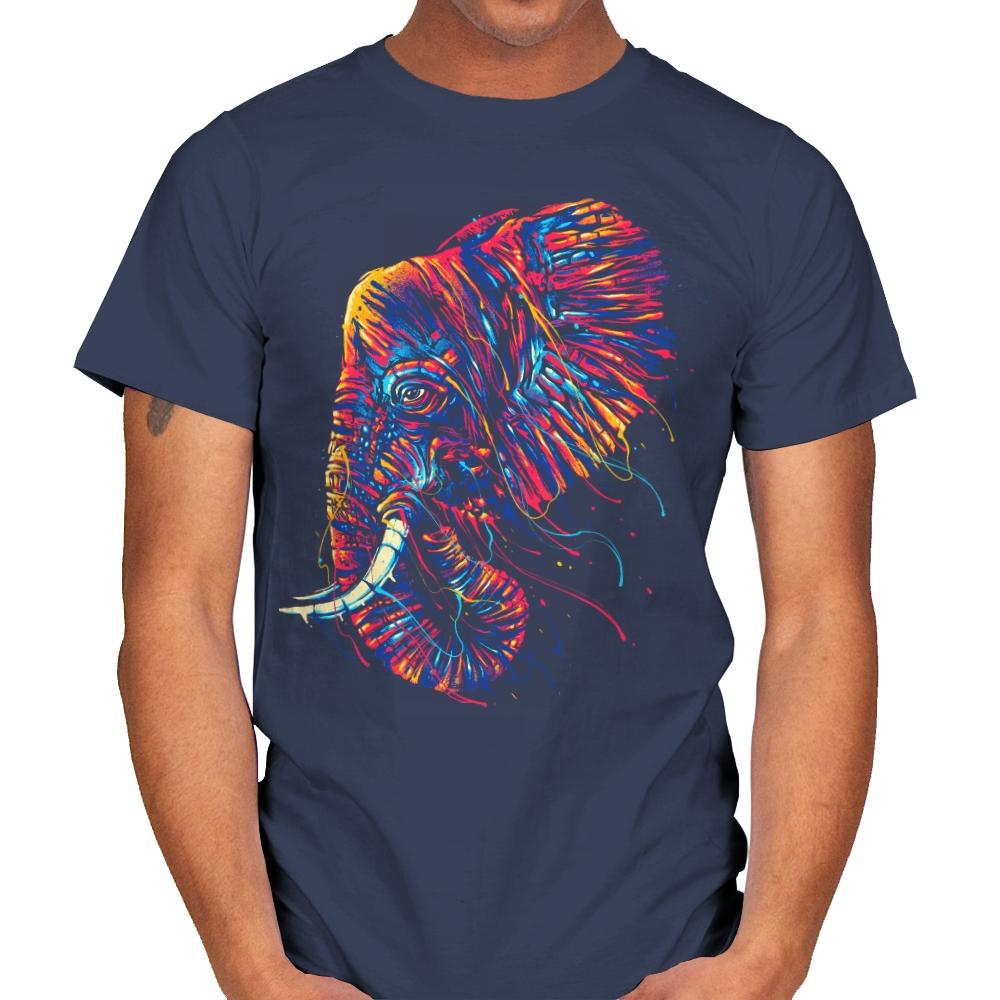 Colorful Elephant - Mens T-Shirts RIPT Apparel Small / Navy