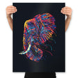 Colorful Elephant - Prints Posters RIPT Apparel 18x24 / Black