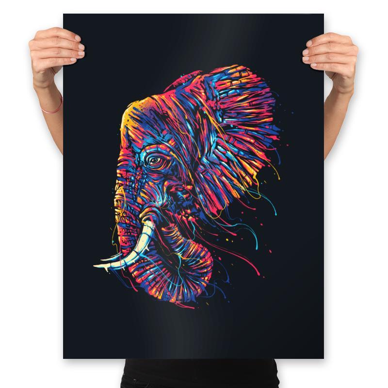 Colorful Elephant - Prints Posters RIPT Apparel 18x24 / Black